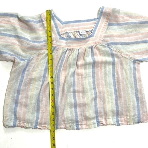 Gap Woman LINEN Multi Stripe Blouse Raglan Sleeve sTop Size L - Picture 9 of 14